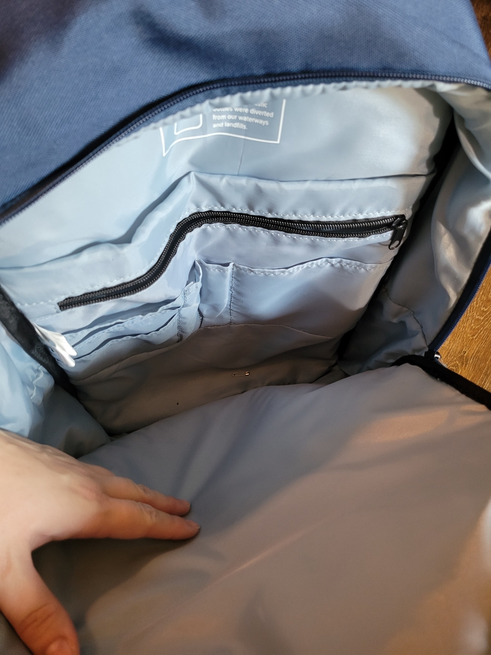 Two Tone Backpack With Many Pockets. - Picture 3 of 7